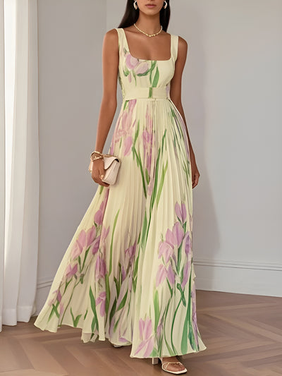 Clara™ | Robe longue plissée à fleurs élégante pour femme