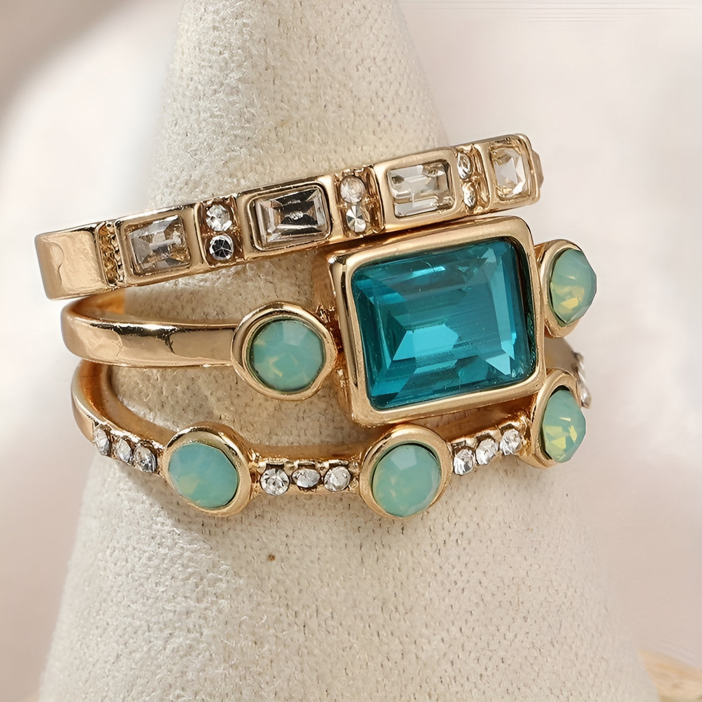 Anaëlle™ | Ensemble de bagues en cristal bleu