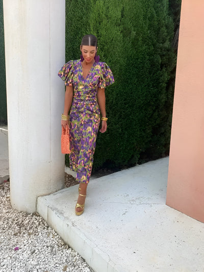 Ophélie™ | Robe midi plissée colorée