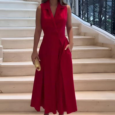 Esther™ | Robe mi-longue élégante à col en V
