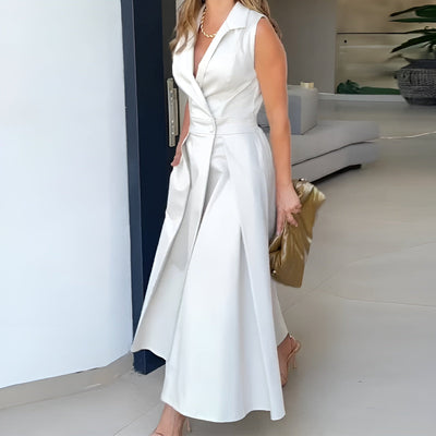 Esther™ | Robe mi-longue élégante à col en V