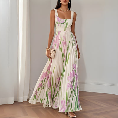 Clara™ | Robe longue plissée à fleurs élégante pour femme