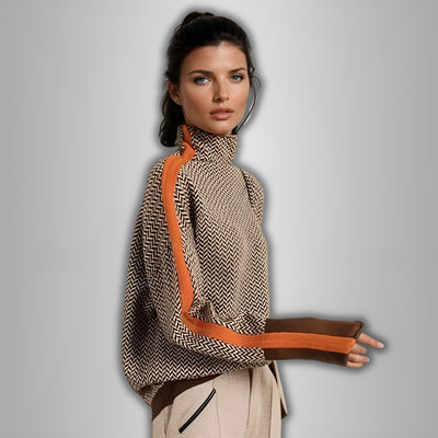 Amance™ | Pull col montant à rayures contrastées